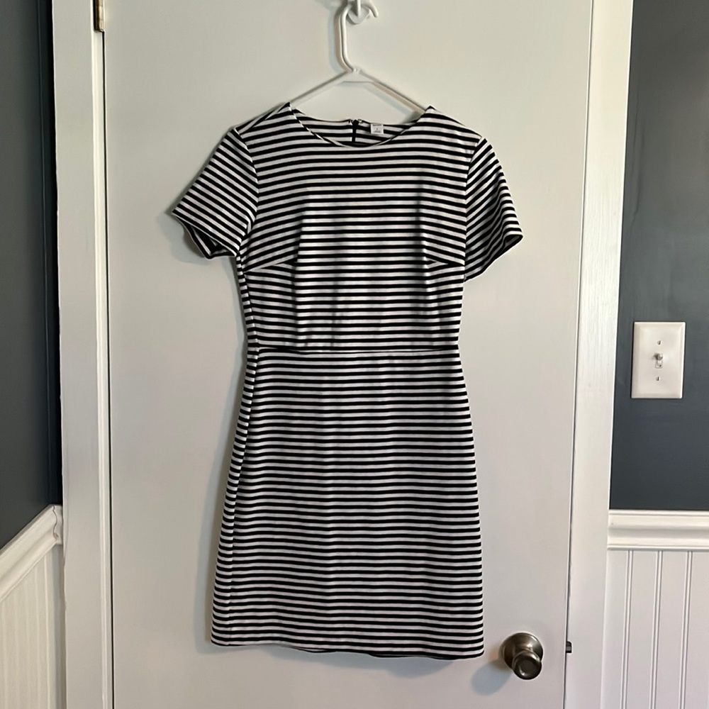 Black and white stripe stretchy dress